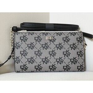 New DKNY Boxed Bryant Logo Crossbody Grey / Black